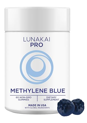 Lunakai USA Made USP Grade Methylene Blue Gummies 20mg with CoQ10 & Vitamin C - Daily Wellness Support Non-GMO 60ct