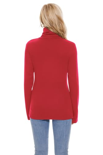Image of TAIPOVE Cotton Fleece Lined Turtleneck Top for Women Long Sleeve Mock Turtle Neck Lightweight Sweater Thermal Underwear Shirt