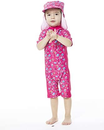 Child Ladies Sunsuits UPF 50+ One Piece S/S Swimsuits with Solar Hat 2 31MWZJHzBRL. AC