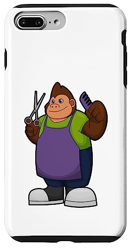 ゴリラ 美容師 はさみ スマホケース iPhone 7 Plus/8 Plus 用