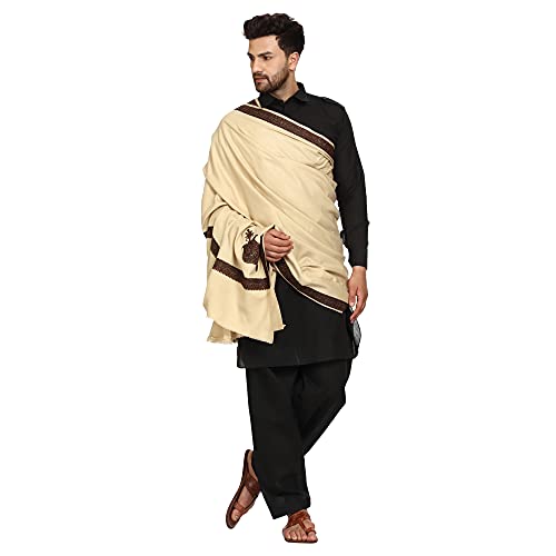 Image of SWI WITH LABEL Men's Kashmiri Embroidered Wool Shawl