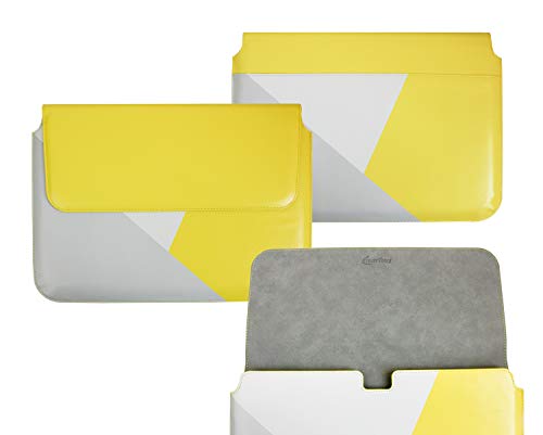 Wallet sleeve en cuir PU jaune et gris au design folio haut de gamme - 3