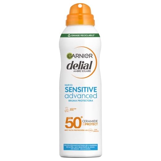 Garnier Delial Sensitive Advanced - Bruma Seca Protector Solar para Pieles Claras, Sensibles e Intolerantes al Sol IP50+ - 200 ml