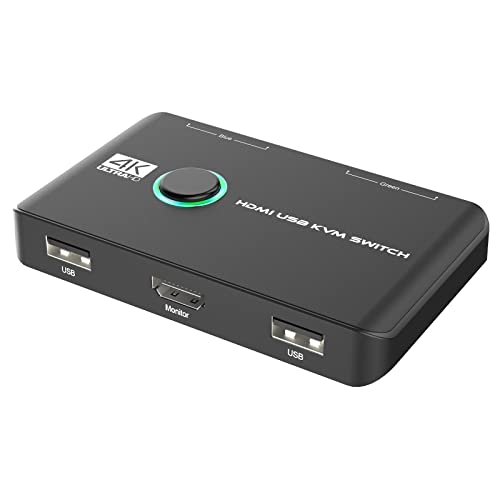 4K KVM Switch HDMI 2 Port Box, Rybozen USB HDMI Switches for 2 Computers Share Keyboard Mouse Printer and one HD Monitor, Support 4K@60Hz, with 2 USB Cables and 2 HDMI Cables - Image 7