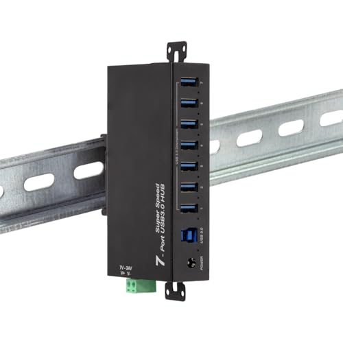 LogiLink Hub a 7 porte (USB 3.0) con alimentatore, design industriale, 5 Gbps, 10 W, con sovracorrente, sovratensione e protezione da cortocircuito - Hub USB - Immagine 2