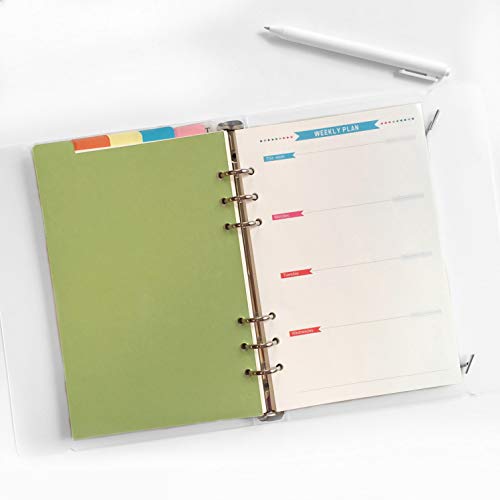 21,6 cm/15,2 cm Kunststoff A5/A6 6-holes Cover rund Ring View Binder Datei Ordner für lose Leaf Tabelle Protectors Binder Divider Vertical Colored Paper, A5/21cm*15cm