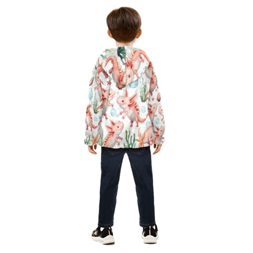 Axolotl Underwear Pattern Toddler Fleece Jacket Girl Boys Hooded Fleece Jacket Coat Warm Outwear Zip-up 3-10T4