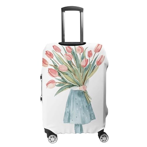 A Big Bouquet of Tulips Luggage Cover, Washable Elastic Suitcase Cover Protector Fit 18-32 Inch Luggage4