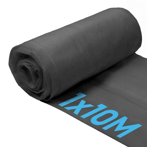Harbour Housewares 50gsm Weed Control Fabric - 1M x 10M (1 Roll) - Black - Weed Control Membrane Barrier Ground Cover for Garden, Patios, Flower Beds, Fruits, Vegetables, Landscaping
