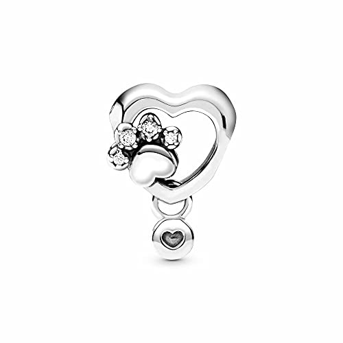 Sparkling Paw Print & Heart Charms 925 Sterling Silver Fur Mom Pendant for Bracelets3