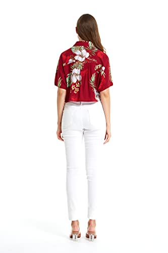 Image of Matchable Family Hawaiian Luau Men Women Girl Boy Clothes in Pineapple Garden Burgundy