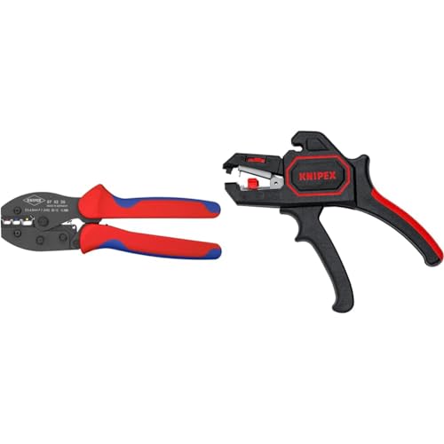 KNIPEX PreciForce® Crimpzange, in Blister & Automatische Abisolierzange, 0,2-6 mm², Feinjustierung, einstellbarer Längenanschlag, Abisolierwerkzeug, Abisolierer, 12 62 180