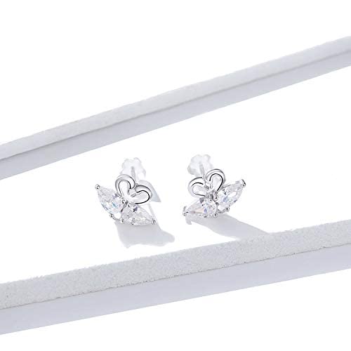 Pendientes de cisne de amor de plata de ley 925 transparentes de compromiso 3
