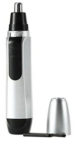 Electric Nose and Ear Hair Trimmer Powered By 1 AA Battery Functions with Stainless Steel Head and Precision Blades to Safety Trim in Any Direction Nose and Ear Hair