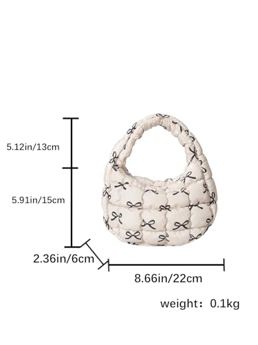 Image of Quilted MINI Handbag and Purses Women Puffer Nylon Hobo Cotton Padded Purse Work Travel Lightweight