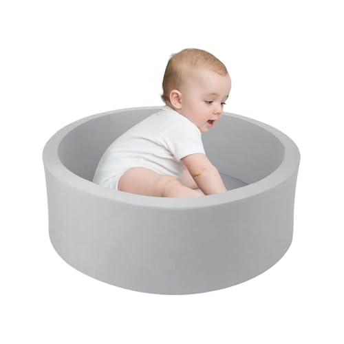 Image of TRENDBOX Small Memory Foam Ball Pit, 27 inches Indoor Round Ball Pit (NO Balls) for Toddler Kids Children - 27 inches (Light Gray)