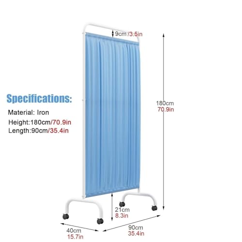 Cloison de confidentialité médicale à cadre en fer pliable avec roues robustes - 3