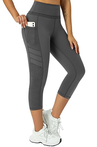 Enjoyoga Leggings Damen 3/4 mit Innentasche - High Waist Sporthose Laufhose für Sport Yoga Gym (DE/NL/SE/PL, Alphanumerisch, Einheitsgröße, Regular, Regular, XXL, T02 - Print (Grau)) Enjoyoga Leggings Damen 3/4 mit Innentasche - High Waist Sporthose Laufhose für Sport Yoga Gym (DE/NL/SE/PL, Alphanumerisch, Einheitsgröße, Regular, Regular, XXL, T02 - Print (Grau))