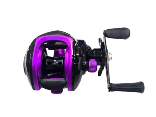 Image of High Speed Baitcasting Reel for Sea Fishing, 18+1 Ball Bearings, 7.2:1 Gear Ratio, 10kg Max Drag, Lightweight Metal and Plastic Build, Aluminum Spool, Purple