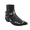 Cachorro Gothic Knight Boots, Men's Vintage PU Leather Boots, Multiple Colors, Low Heel Pleated Printed Casual Western Cowboy Boots Pointed Toe Ankle Boots, Gift,Black,46 #2