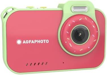AgfaPhoto Realikids Cam Waterproof 2 – Appareil Photo Enfant Étanche 12MP, Vidéo HD, Mode Selfie, Filtres et Cadres, Jeux Intégrés, Batterie Lithium - Rouge