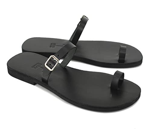 Barefoot Style Men Leather Sandals Sexy Greek Sandals with Buckle Toe Rind Slides Gay Sandals - AURA MEN