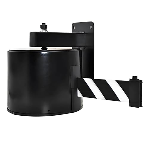 Barrera de cinta retráctil de pared, 20 m/65 pies, con carcasa de ABS, diseño llamativo con advertencia de colores brillantes, ideal for bancos, hospitales y centros comerciales(White Belt)