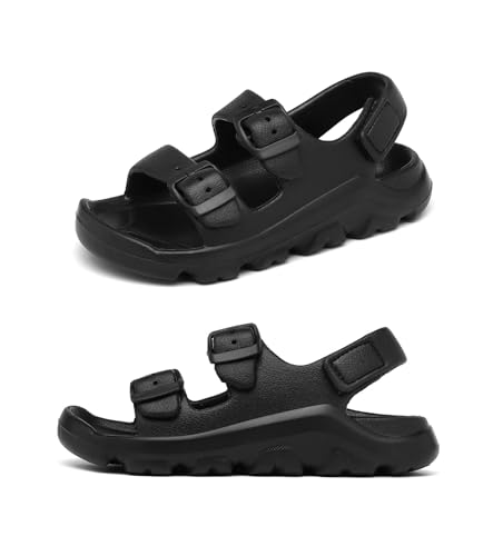 Nedaan Boys Girls Toddler Little Kid Sandals Buckle Adjustable Water Sandal With Hook Loop Back Strap Black Toddler 6