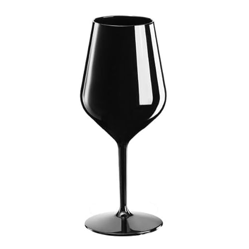 Playflip 36 herbruikbare wijncocktailglazen, spuiten, zwart, Tritan, 470 ml, herbruikbaar, kunststof, onbreekbaar