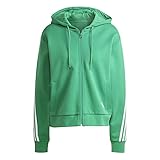Locker geschnitten adidas Damen Hooded Track Top W Fi 3S Fz, Semi Court Green, IB8515, 2XS