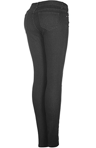 2LUV Women's 5 Pocket Stretch Skinny Jeans Black Denim 114