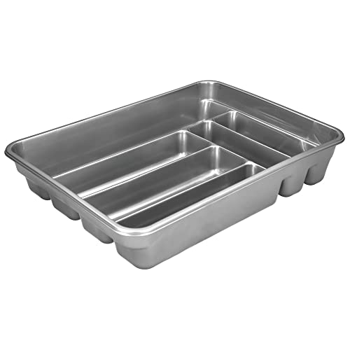 Cubertero plástico - organizador de utensilios para cajón, color plata, dimensiones 40x30x7 cm, fácil limpieza y durable.