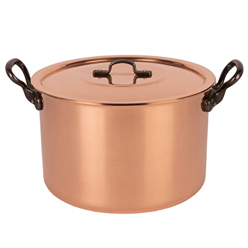 Cuisine Romefort | Suppentopf aus Kupfer mit Deckel Ø 24 cm | Verzinnter Kupfertopf | Kochtopf mit hohen Wänden Cover