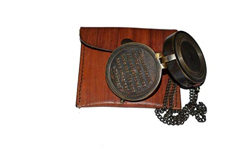 Brújula Antigua de Bolsillo de Latón Náutico Grabada miniatura 3