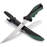 Zite Fishing Filetiermesser Fisch - 36 cm Lang & Kunststoffscheide - Mit Messer-Schärfer - Anti-Rutsch Griff - Fische & mehr Filetieren, Fischmesser, Angelmesser, Filitiermesser scharf Fisch