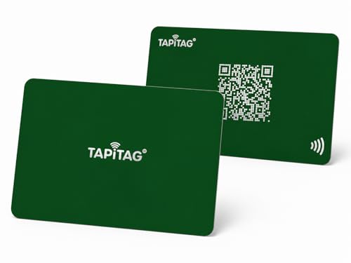 Carte de visite numérique TAPiTAG avec Tag NFC et QR code vert et argent