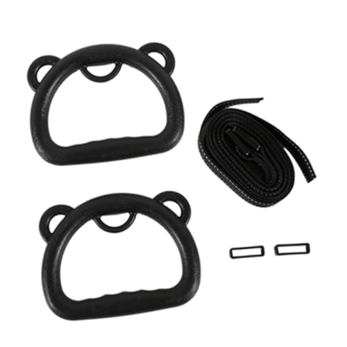 QSTDGVPW 2X Gymnastics Rings Gym Hanging Rings with Webbing Fitness Pull up Exercise for Home, Black
