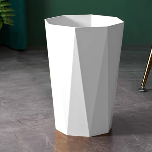 Caneca de basura pequeña poligonal blanca de plástico