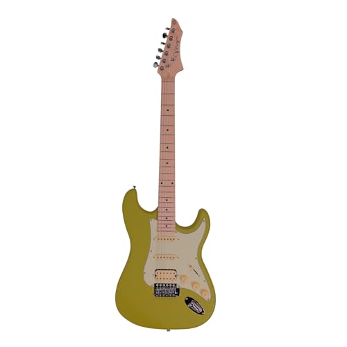 Image of Magna ST20M Beginner Electric Guitar | Maple Neck & Fretboard | HSS Pickup Setup | 22 Frets | Chrome Hardware | Gig Bag Included (LASER LIME)