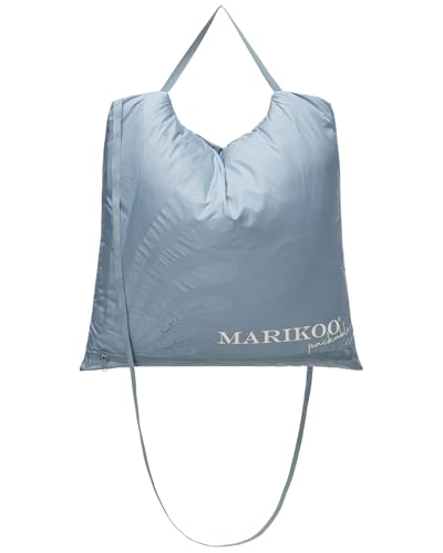 MARIKOO Damen leichte Übergangsjacke Kurze Steppjacke mit innen eingenähter Tragetasche zum einfachen Verstauen und praktischem Umhängen der Jacke Pack Mich EIN Powder Blue Gr. XL