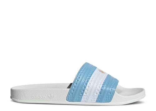 adidas Mens Adilette Slide Sandal 'Argentina', White Blue Gold