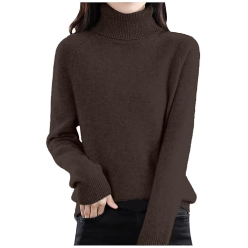 HXHYQKP Womens Cashmere Sweaters Half Turtleneck Long Sleeve Jumper Knitted Pullover Warm Merino Wool Sweater