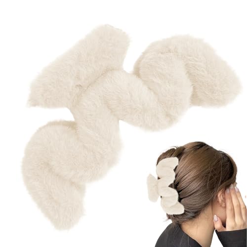 Pinza para el pelo de felpa con forma ondulada, gran pinza para el pelo para cabello largo y grueso, pinza grande para el pelo para mujeres y niñas para uso diario