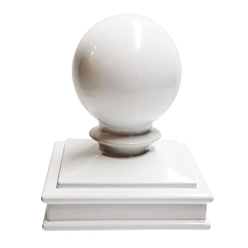 3" x 3" Aluminium Ball Top Post Cap for Metal Posts - Pressure Fit - White - Thumbnail 4
