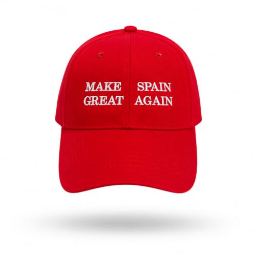 MUNTRADE Gorra Make Spain Great Again – Gorra España Roja Ajustable Unisex para Hombre y Mujer – Gorra de Béisbol Bordada, Transpirable y Cómoda – Regalo Patriótico Original y Divertido