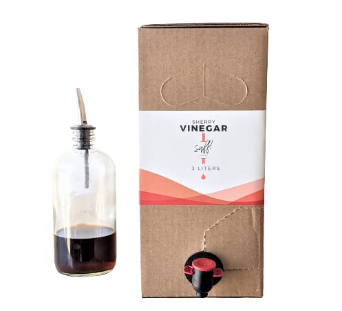 Sherry Vinegar De Jerez By Saffi Foods, 50 Year Solera Aged In Oak Barrels, Made From 100% Palomino Grapes, Imported From Spain, Eco-Friendly Bulk Packaging, 3 Liters #TOP6