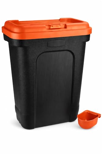 raxter Pet Food Storage Container 30L/15kg Flip Top Lock with Airtight Seal Includes Scoop for Dog Food Cat Food and Treats (Orange)