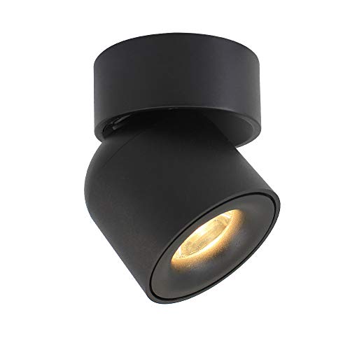 Image of Aisilan LED COB Adjustable Dimmable Ceiling Spotlight Accent Lamp Surface Mounted Downlight 9W 3000K Black Aluminum Spotlight for Hallway Corridor Gallery Kitchen Living Room