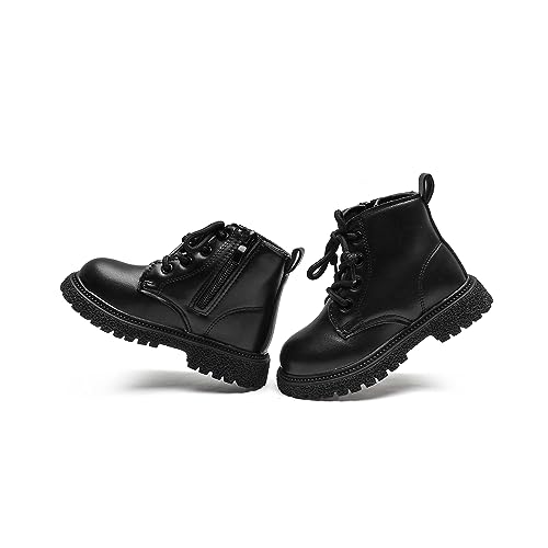Mybozz Kids Boots Boys Girls Bright Color Lace up Ankle Boots Side Zipper Boots