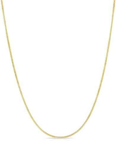 14k Yellow Gold Solid Box Chain Necklace for Women Jewelry with L...